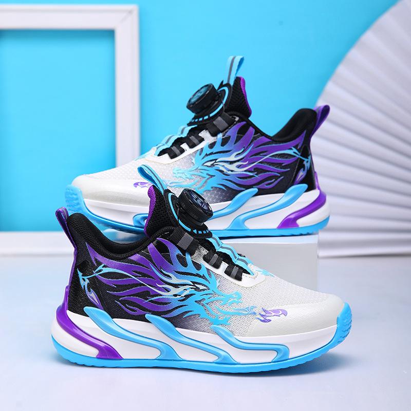 Children's sports shoes 2025 spring and autumn new mesh breathable non-slip lightweight rotating buckle casual boys running shoes tide