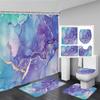 Marble Shower Curtain Set Creative Watercolor Ink Art Geometric Modern Bathroom Decor Floor Rug Bath Mats Toilet Lid Cover