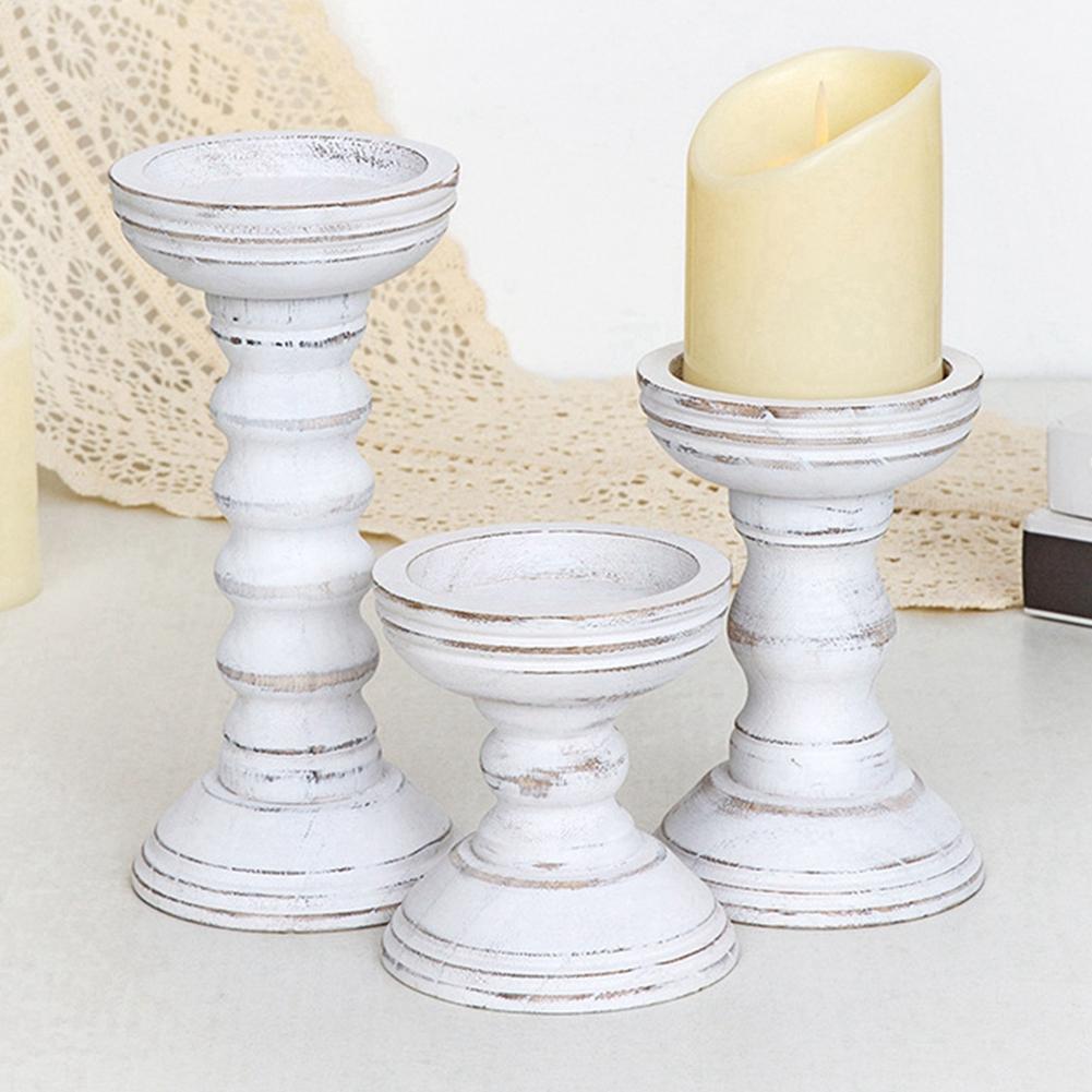 3pcs Wooden Candle Holder Wedding Banquet Columnar Candlestick