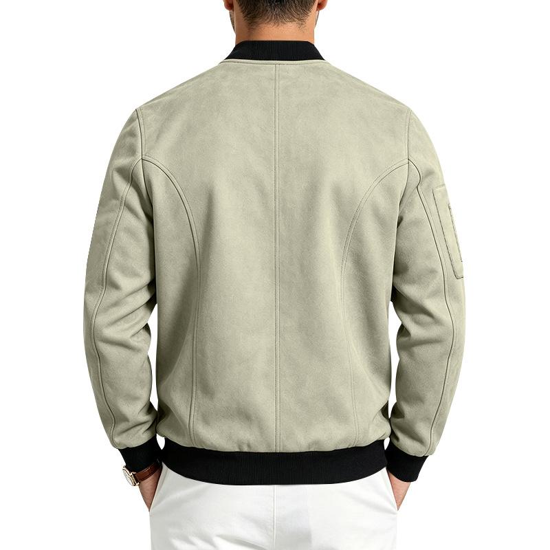 Men S Loose Fit Long Sleeve Baseball Collar Casual Workwear Jacket