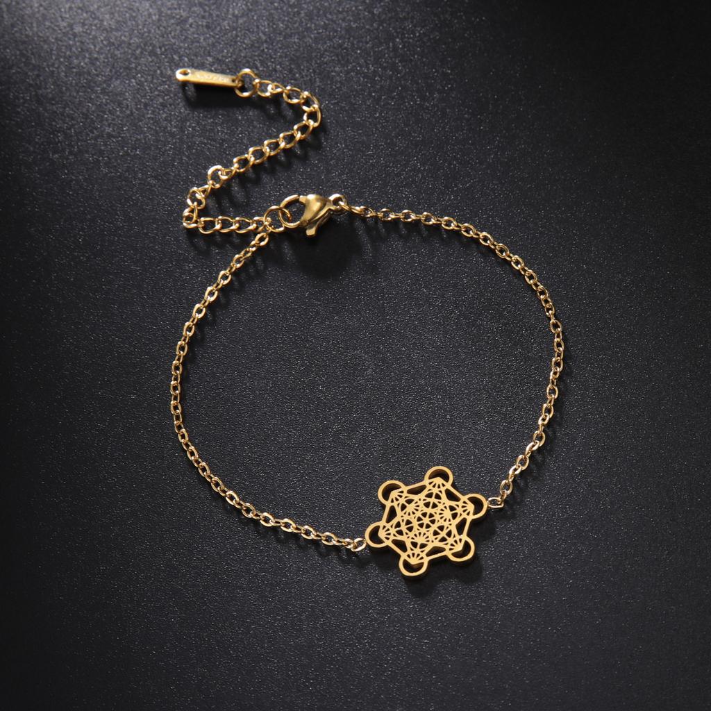 Teamer Archangel Metatron Cube Bracelets Women Men Sacred Geometry Bracelet Stainless Steel Amulet Religious Jewelry Gifts