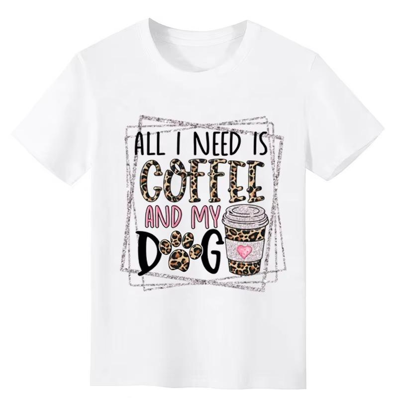 

Womens Casual Short Sleeve TShirt Leopard Print EleUnisext Coffee Pet Theme Decoration Comfortable Daily Wear S