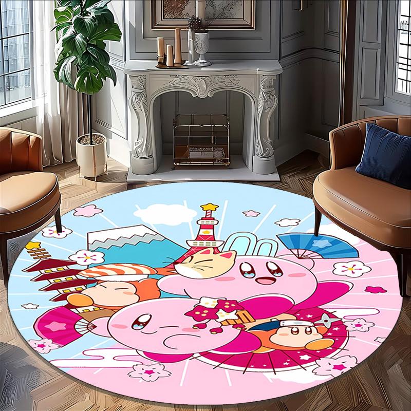 1pc Kirby2 Print Round Carpet Chair Round Carpet Suitable for Bedroom Living Room Home Decorative Carpet
