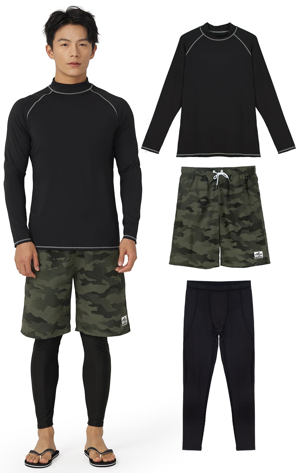 

Swimwear Rashguard Top and Bottom Set Long Sleeve Set Shirt Leggings UV Protection Pool Beach Beach Sauna Surfing Wetsuit Amphibious M [Acrais] Men s