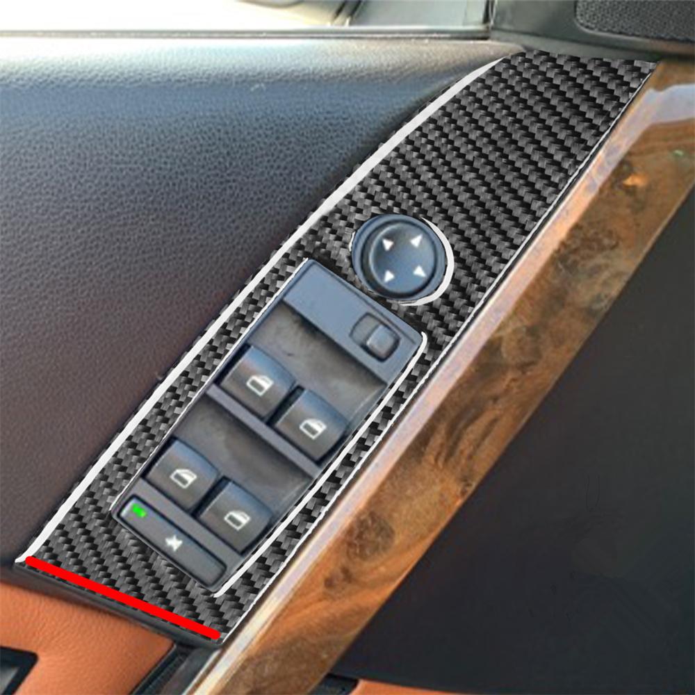 4X Carbon Fiber Window Lift Switch Panel Cover Trim For Bmw 5 Series E60 2004-07