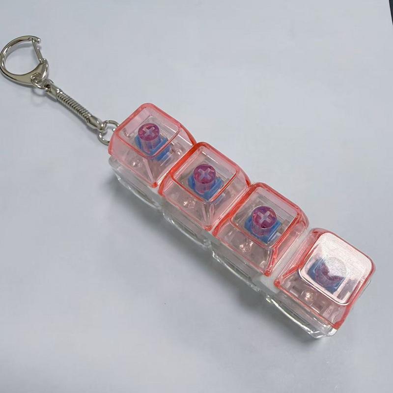 Creative Decompression Keyboard, Keychain, Transparent Mechanical Button With Light Macaron Color Pendant Explosion