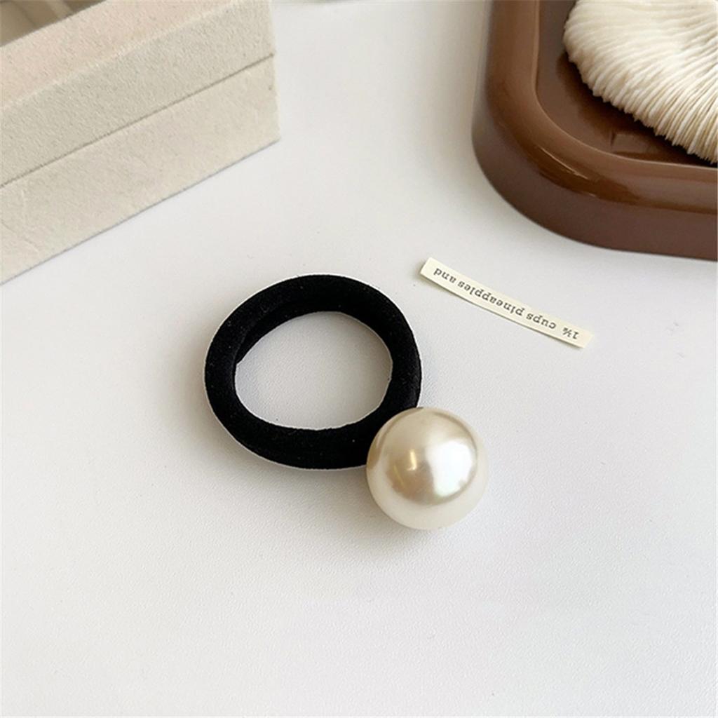 5pcs Fashionable and Simple Pearl Hair Tie, Small Fragrance, High Elasticity Head Rope, Thick and Seamless Scalp Band