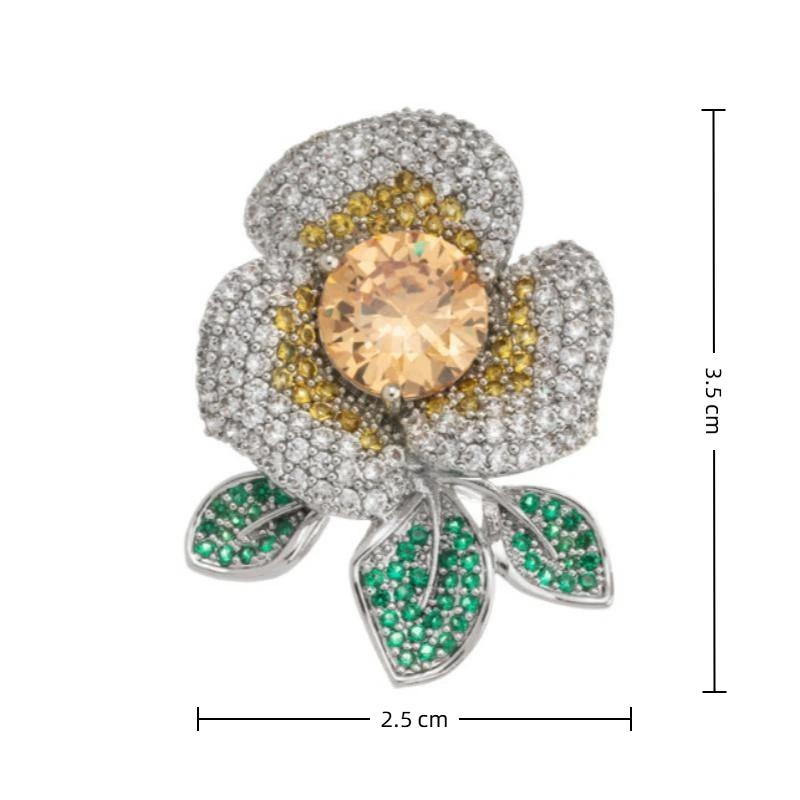 High-End Elegant Sparkling Camellia Brooch For Women Men Luxurious Suit Corsage Pin Office Party Jewelry Accessories