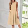 Women's Fashionable Round Neck Sleeveless Solid Color Casual Pullover Mid Length Dress