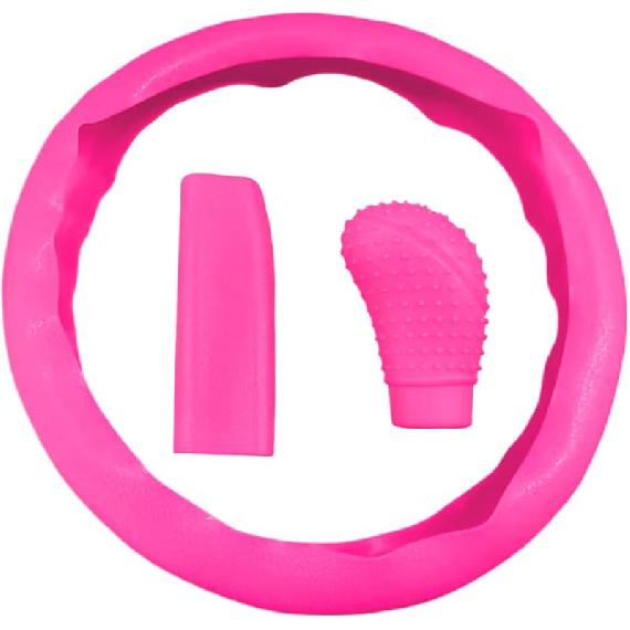 3PCS Silicone Car Steering Wheel Cover Set - Includes Car Handbrake Cover & Gear Shift Cover & Anti-Slip Steering Wheel Protector, Universal Auto