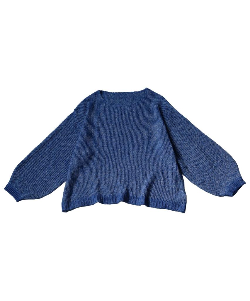 antiqua Knit Long Regular Size Blue Women's Lamé Top, Sleeve, EF-00013, (One Size), 32,