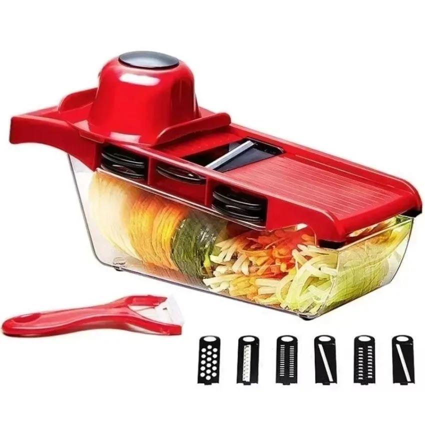 6 In 1 Vegetable Slicer and Cutter with Steel Blade Slicer Potato Peeler Carrot Grater Dicer Portable Accessories Kitchen Tools