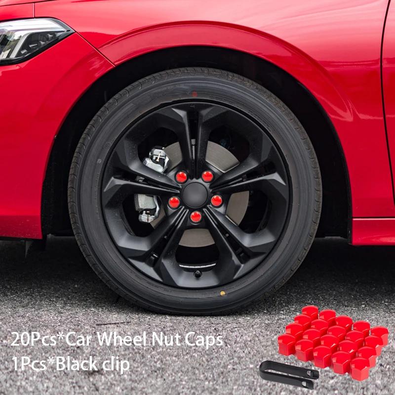 

20 шт. 17/19/21 мм защитные колпачки для гаек колес автомобиля, колпачки для головок болтов колес, колпачки для винтов шин, антикоррозионные автомобильные внешние аксессуары 17mm 20pcs красный