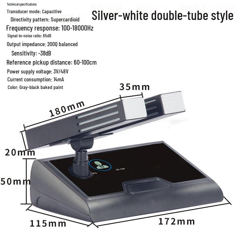 Wired Gooseneck Podium Microphone for Classroom & Lecture, 48V Professional Condenser