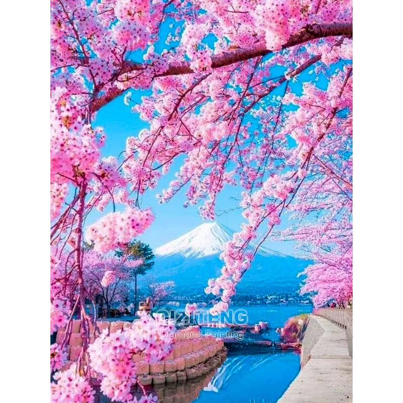 Floral Landscape 5D DIY Diamond Painting Kit City Street Scene Diamond Embroidery Painting Full Drills Mosaic Home Decor Gifts