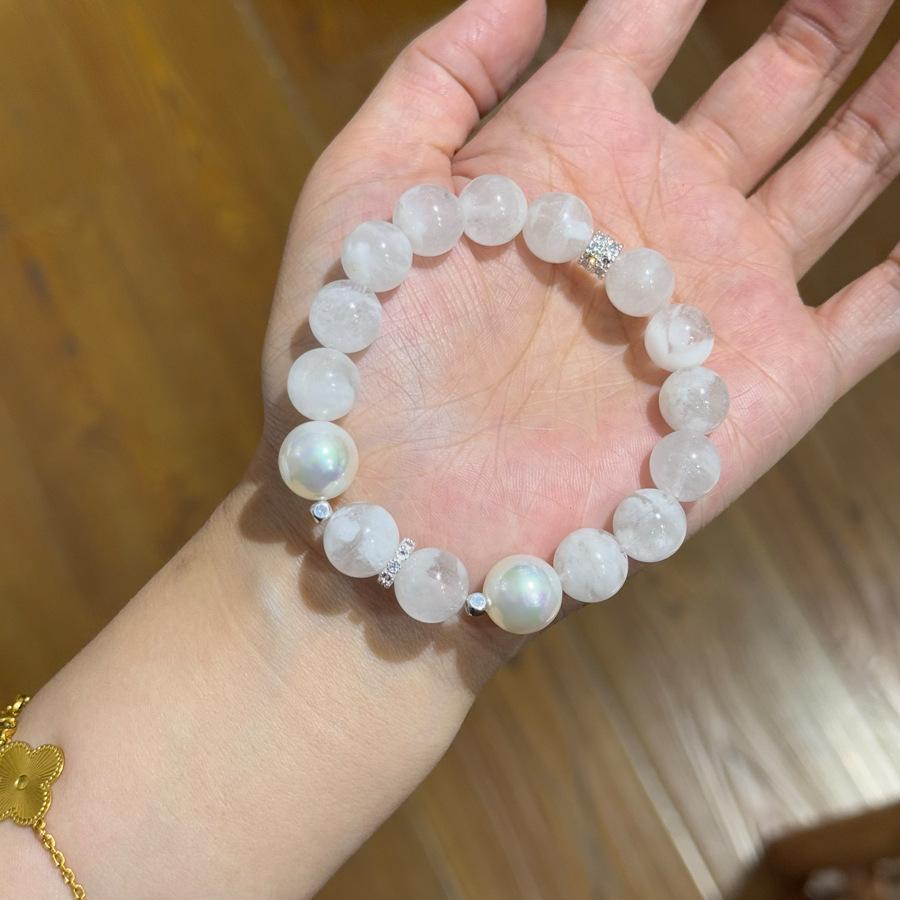 Freshwater Pearl Moonstone Zircon Beaded Bracelet Simple High-end Bracelet Fashion Versatile Temperament Jewelry