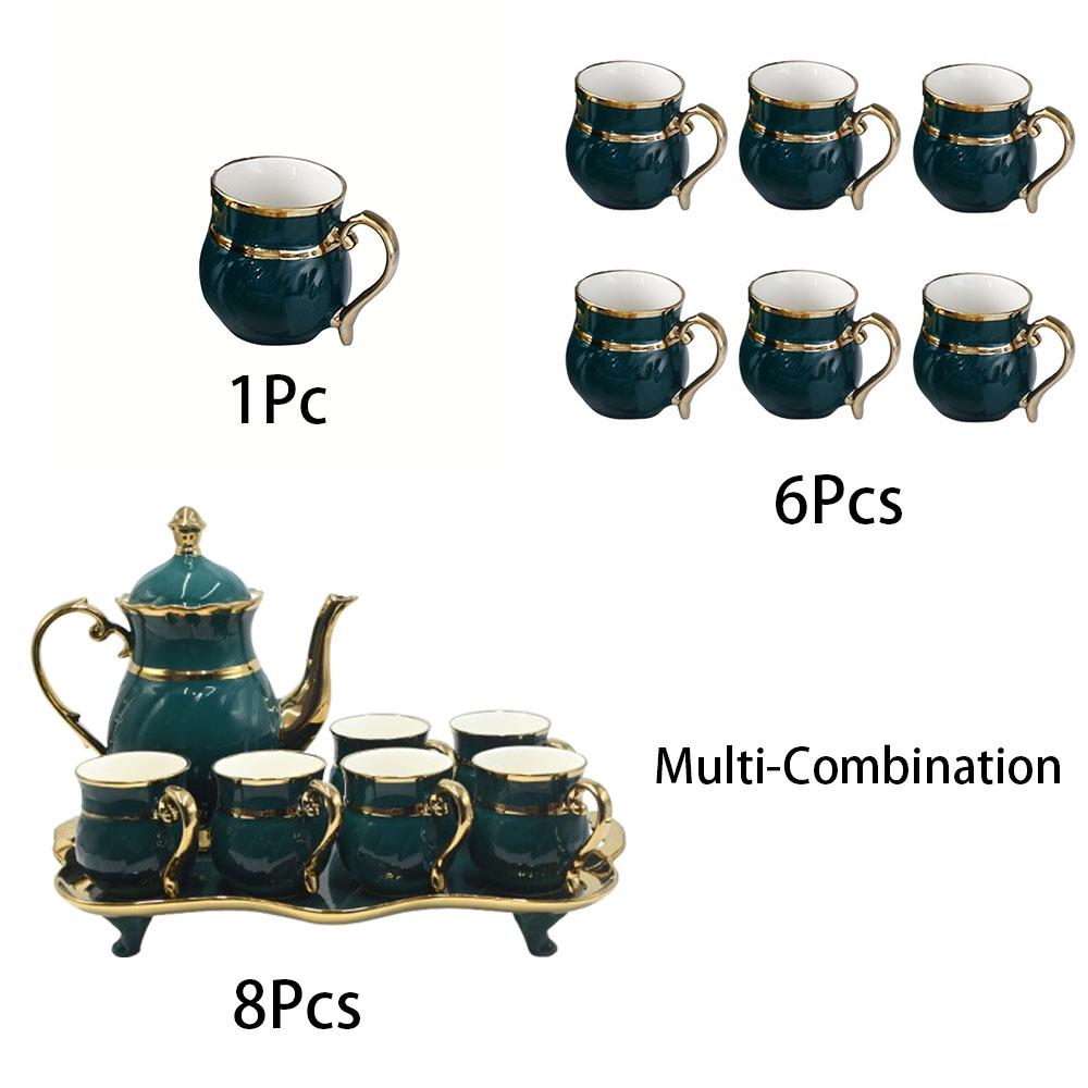 8pc/Set 6pc/Set 1pc/Set Ins Style Ceramic Dinnerware Set, Suitable For Family Gathering. Luxury English Gold green TeaCup Set