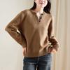 Color Blocking Fake Two Piece Wool Sweater for Women In Winter 2025, Fashionable Loose and Versatile Casual Sweater