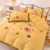 4pcs/set Non-Slip Bed Skirt Quilt Cover Pillowcase Four Piece Sets Princess Lace Quilt Cover Delicate Embroidery Soft Bedding Set