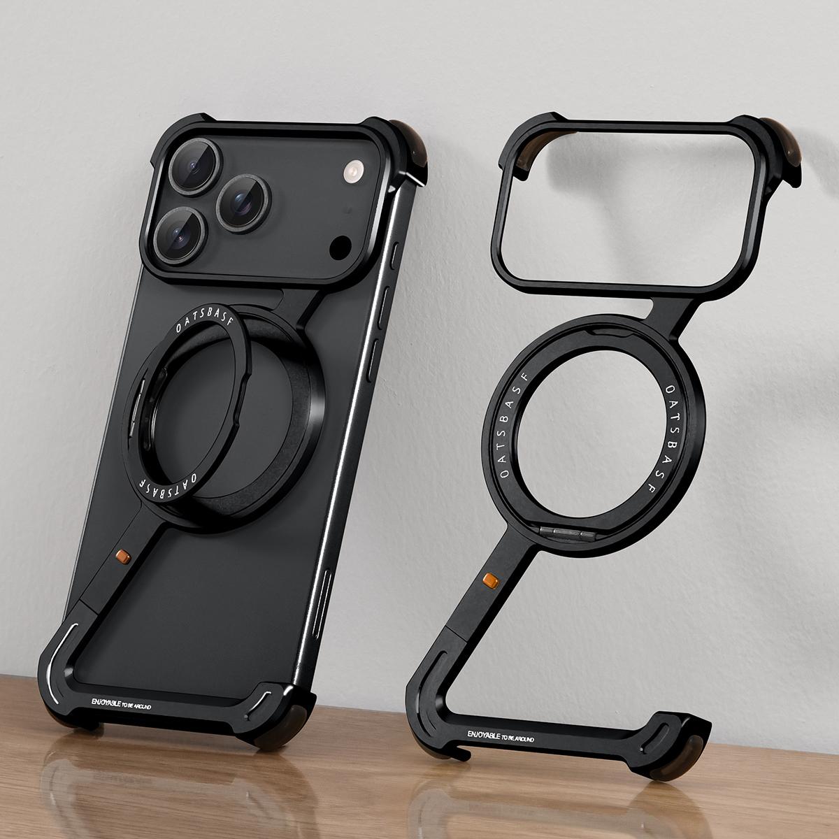 

Eary for iPhone 17 Pro Max 17 Air Phone Case With 360°Rotating Ring Stand Holder Slim Shockproof Thin Bumper Anti-Drop Protector iPhone17 чёрный