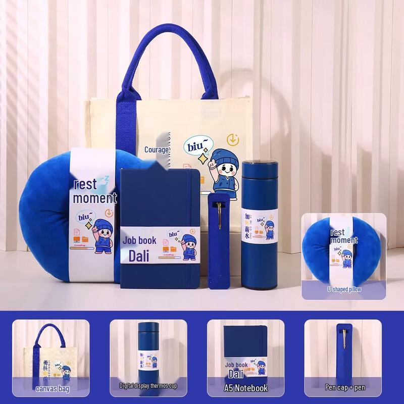 Corporate Employee Gift Set U-Pillow, Bag, Cup, Notebook, Pen, Pen Holder