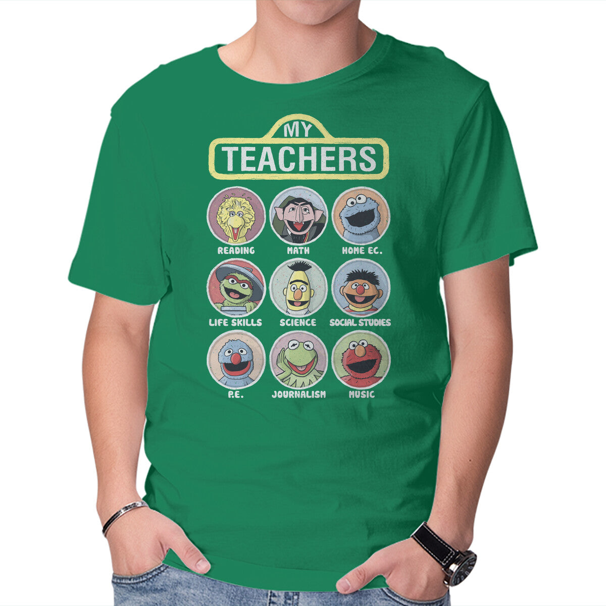 Unisex Crew Neck T-Shirt My Teachers Were Puppets Graphic Short Sleeve Casual Tee XL