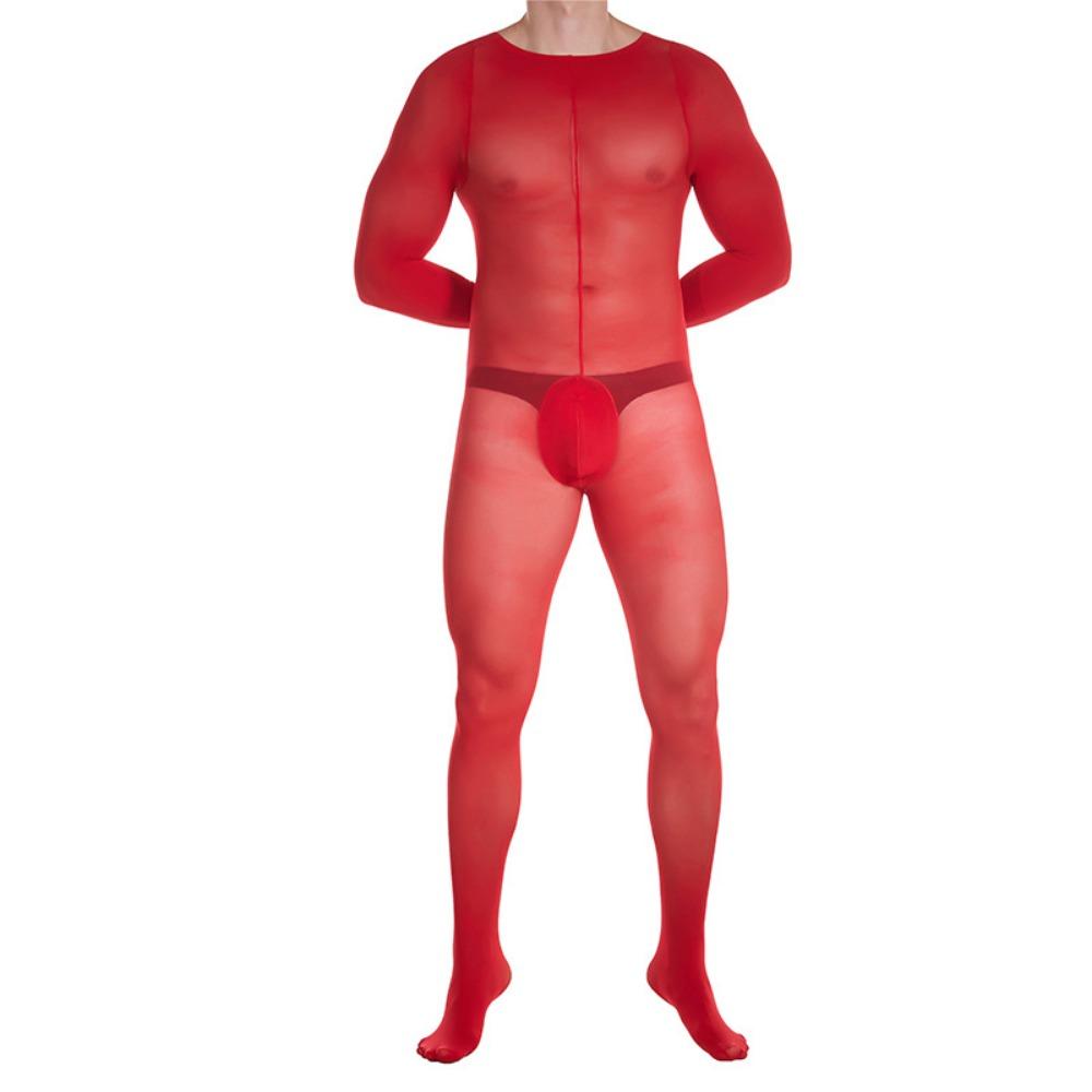 Qinghe Men's Stockings Onesie 10D Velvet Full Body Mask, Soft Texture, High Elasticity, Tight and Transparent