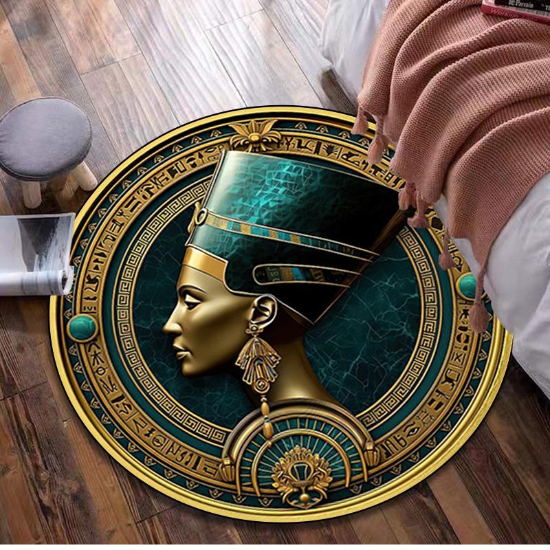 Egyptian symbolism Compass Circular Rug - Office Decorative Carpet For Living Room Bedroom Door Mat Floor Rug Computer Chair Area Rug