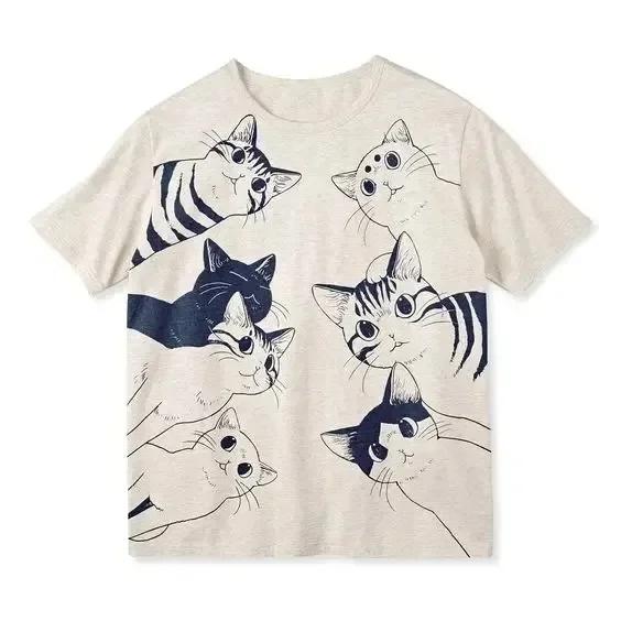 2025 new model Retro Summer Hip Hop Harajuku VintagePrint Oversized T Shirt Street Short Sleeve Casual Female Tshirts Punk Clot