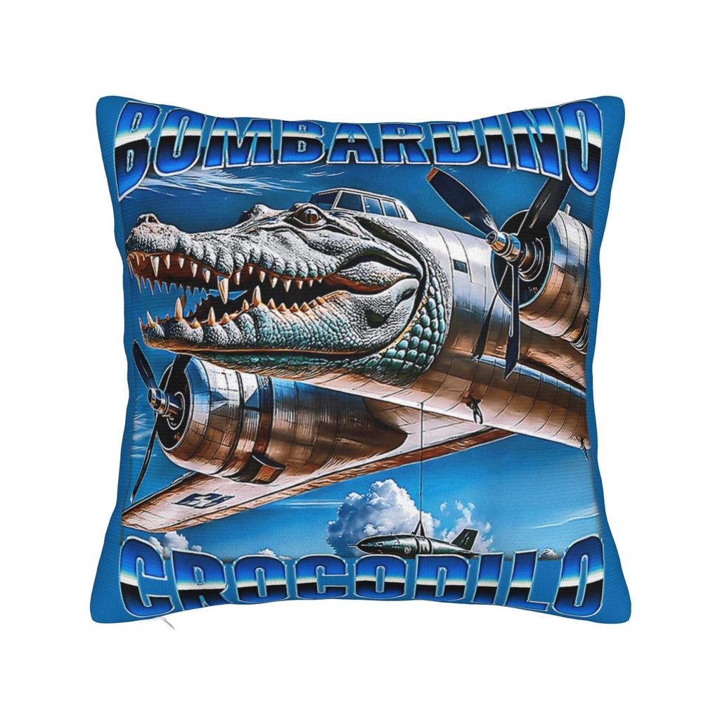 Watermeloni Crocodili Brainrot Fusion Italian Meme Pillowcases Cute Funny Pillow Case For Couch Sofa Bedroom Comfy Pillow Cover