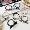 3/5Pcs Temperament Elegant French Camellia Pearl Large Intestine Tie Head Rope Rubber Band Accessories  Hair Ties