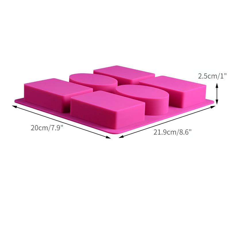6 Cavity Rectangle Oval Silicone Soap Mold Handmade Soap Making Craft for Home Bathroom Soap Forms