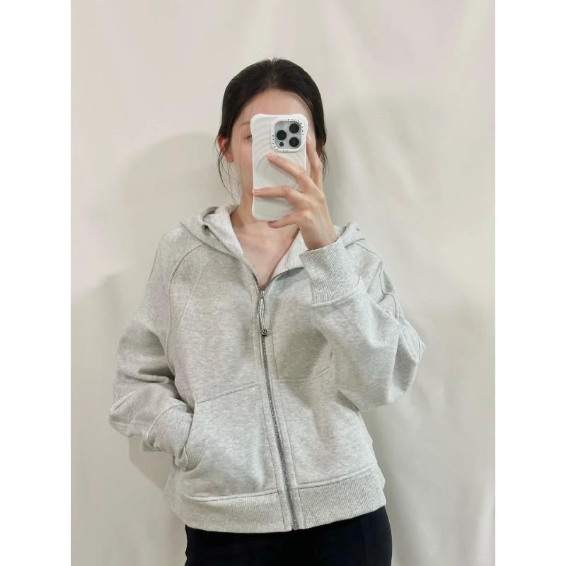 

Женская куртка-свитер на молнии с капюшоном из нового бархата, свободного кроя, в спортивном стиле, для осени и зимы S серый