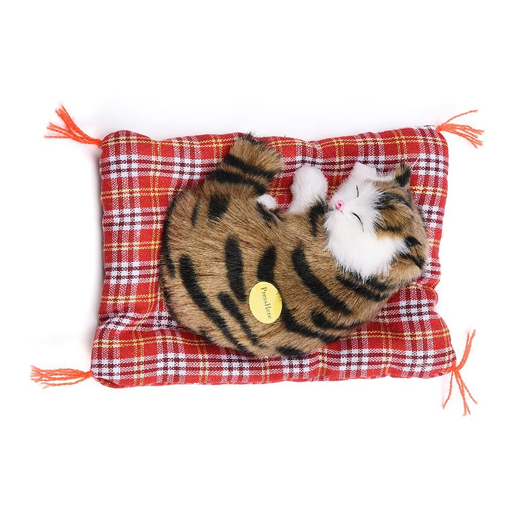 Symulacja Śpiącego Dziecka Kot Pluszowa Zabawka Dźwiękowa Wypchana Lalka Dekoracja Domu (Czarny   Brązowy)