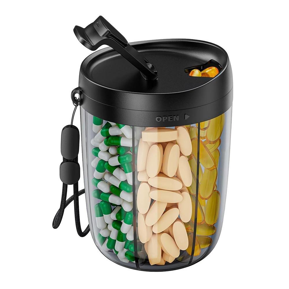 Transparent Pill Storage Containers Sealing 6 Grids Pill Dispenser Bottle Moisture-proof Pill Large Organizer for Home Office