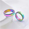 Titanium Steel Rainbow Colored Rotating Ring Dazzling Rainbow Ring European and American Jewelry