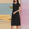 Women's Fashionable And Trendy Round Neck Loose Short Sleeved Solid Color Dress In Plus Size