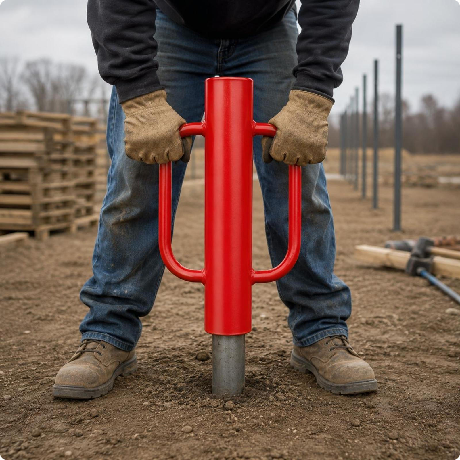 Fence Post Driver Stand-Alone Heavy-Duty Steel