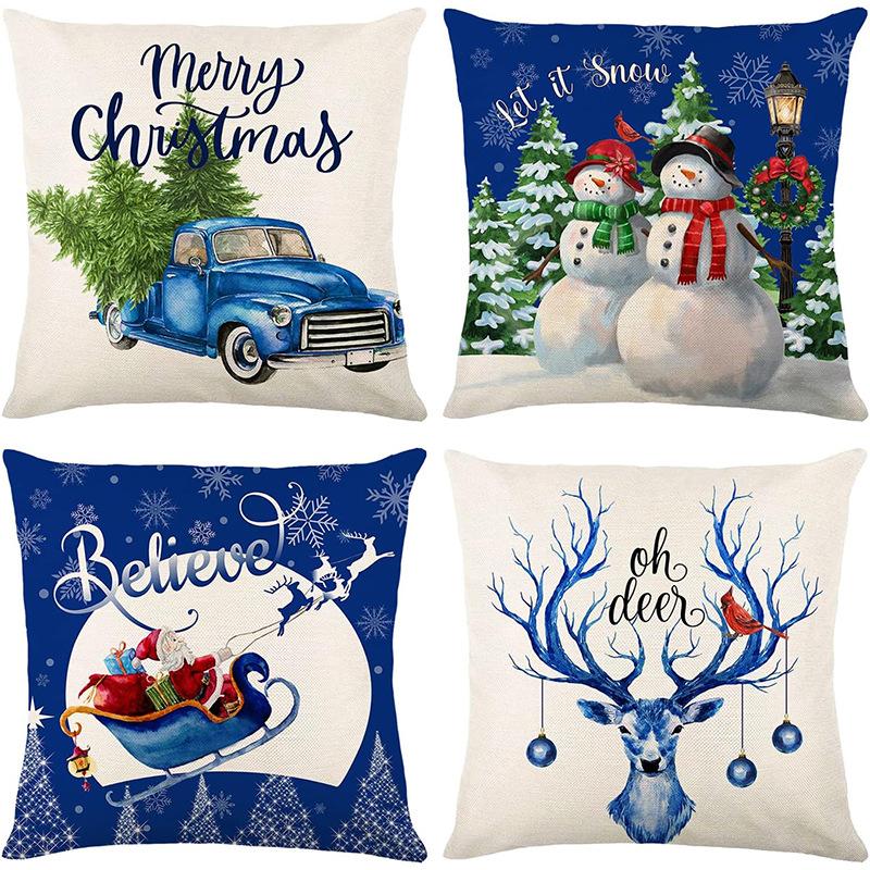 Living Room Christmas Decoration Pillowcase Nordic Style Christmas Tree Printed Cushion Festive Atmosphere Household Supplies