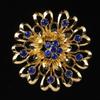 DIEZI Korean Gold Color Blue Crystal Brooches for Wedding Women Party Dress Rhinestone Bridal Bouquet Flower Bowknot Brooch Pins