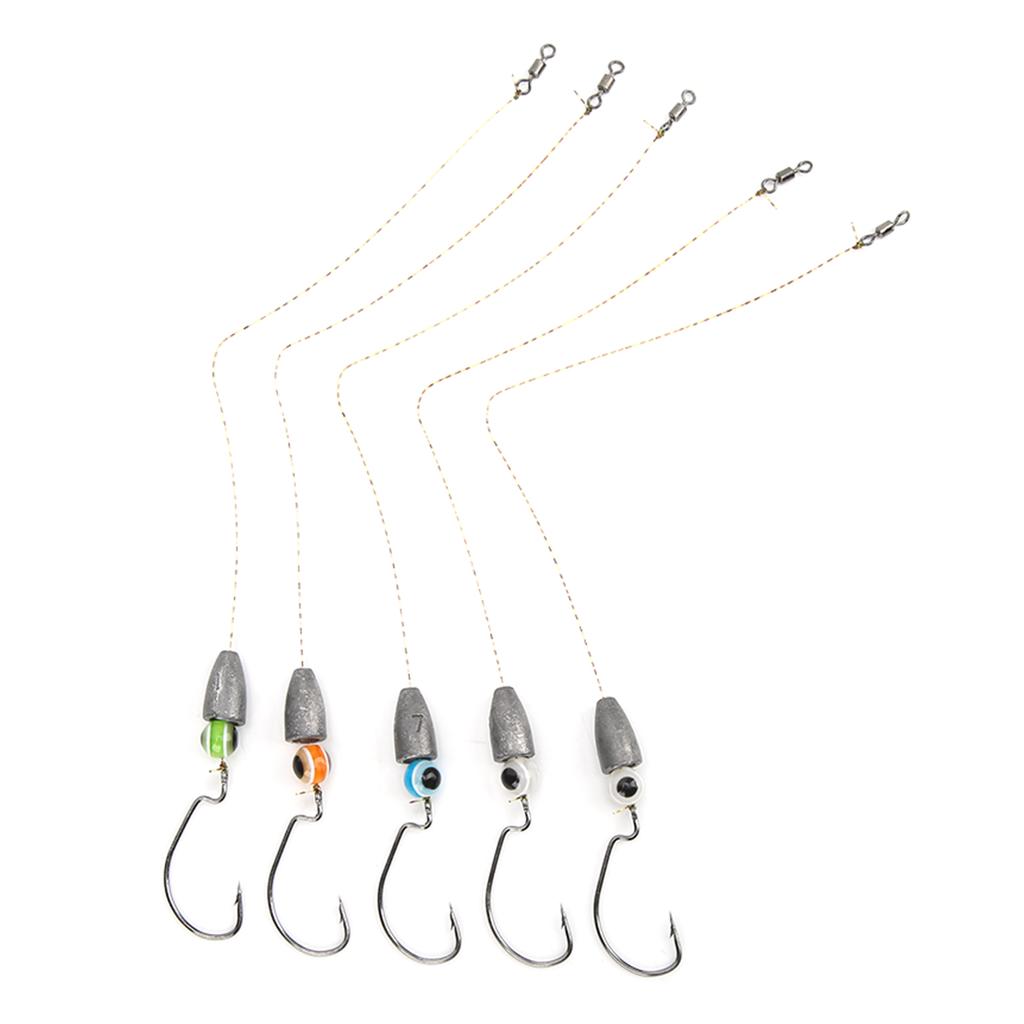 Fish Hooks Fishing Lures Jig Nylon Line with 3D Eye Ball Stainless Steel for Freshwater Saltwater Bass Trout Crappie