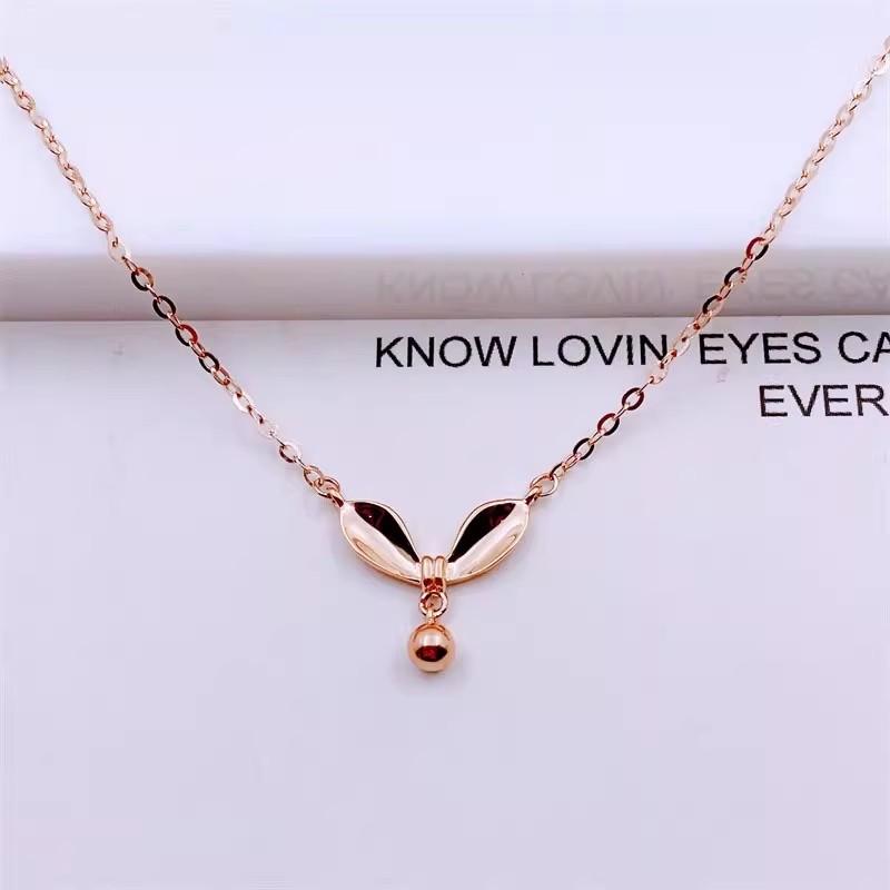 Purple Gold-Plated Rose Gold Color Gold Bead Bow Necklace Fashionable Personalized Design Set Chain Women 45+5cm