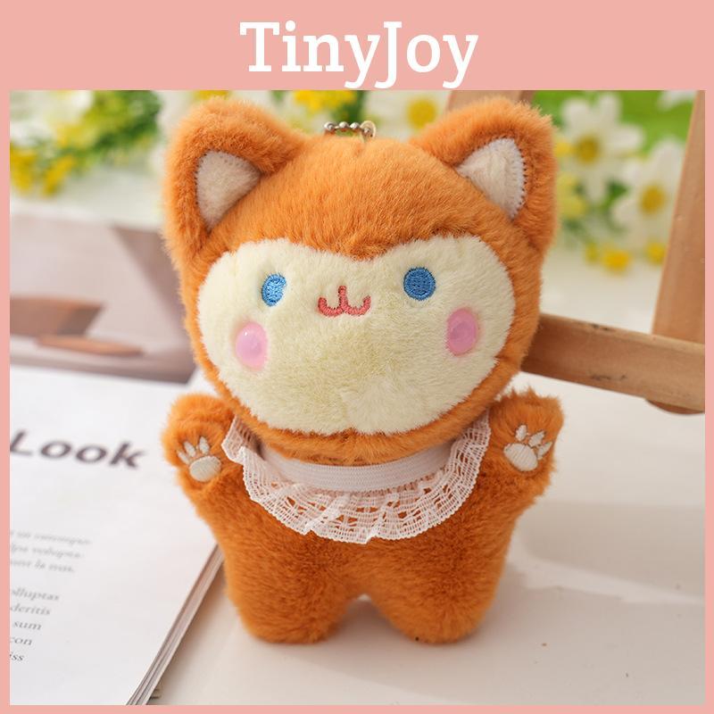 Adorable Fluffy Lace Fox Keychain Plush Toy Soft And Cute Animal Stuffed Doll
