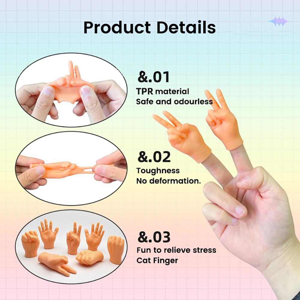 7 Pcs Tiny Finger Hands, Funny Mini Hands Puppets, Miniature Small Hands, Realistic Design Mini Hand, Pet Cat Toys, Gag Performance Party Favors