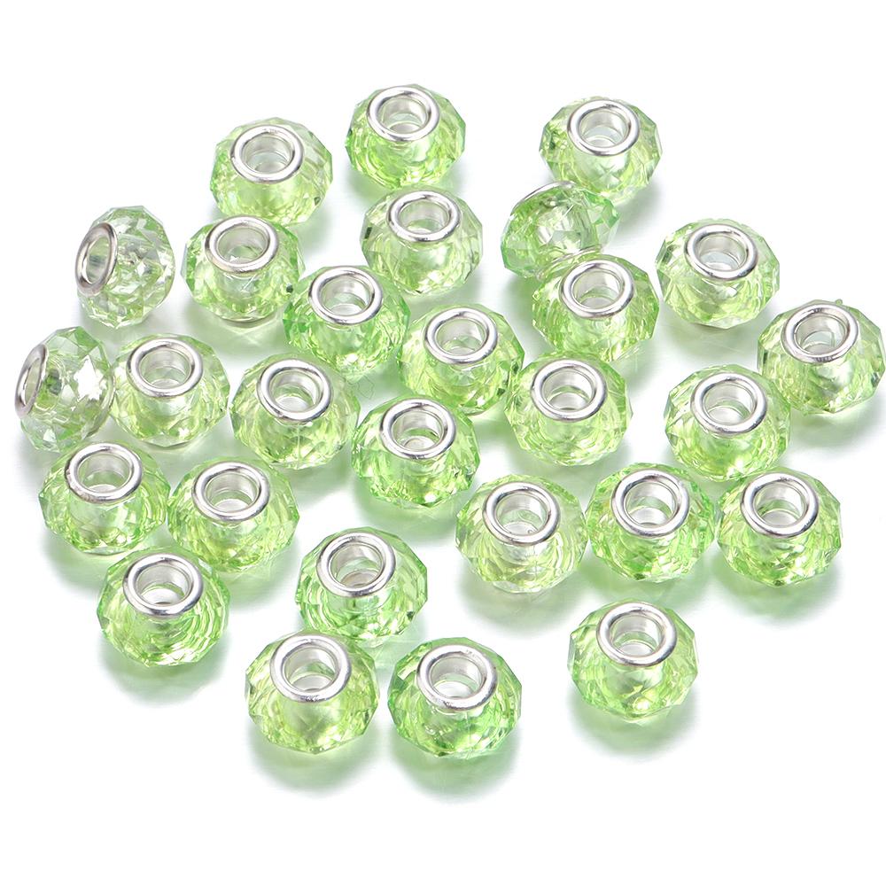 20pcs/Lot Transparent Color Faceted Resin Beads Big Hole Spacer Loose Beads for Jewelry Making DIY Bracelet Necklace