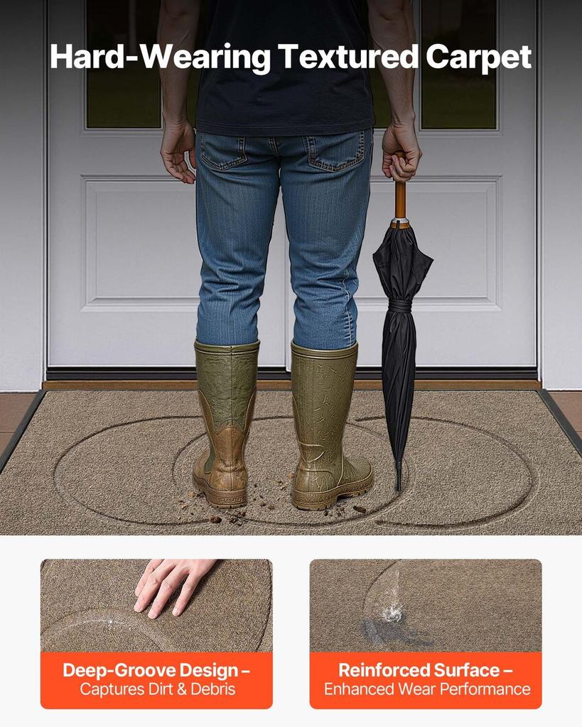 Front Door Mat, 1194 X 813 Mm Commercial Floor Mat for Indoor and Outdoor, Modern Stylish Carpet with TPE Backing, Heavy Duty Washable Entry