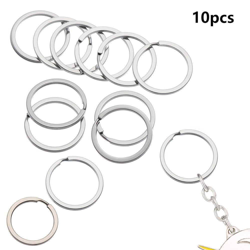10Pcs/Pack 25/28/30/32mm Clasps Connectors Keychain Chain Loop Split Key Ring Stainless Steel