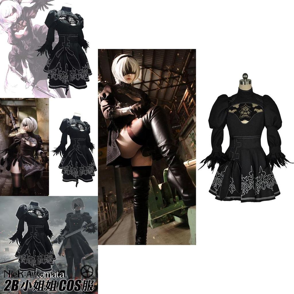 Yorha Nierautomata 2b No 2 Heroine Cosplay Costume Dress With Glove Eyepatch
