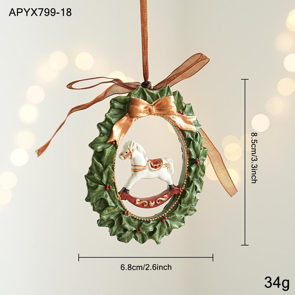 Colorful Retro 3D Resin Bell Pendant for Christmas Tree Decoration