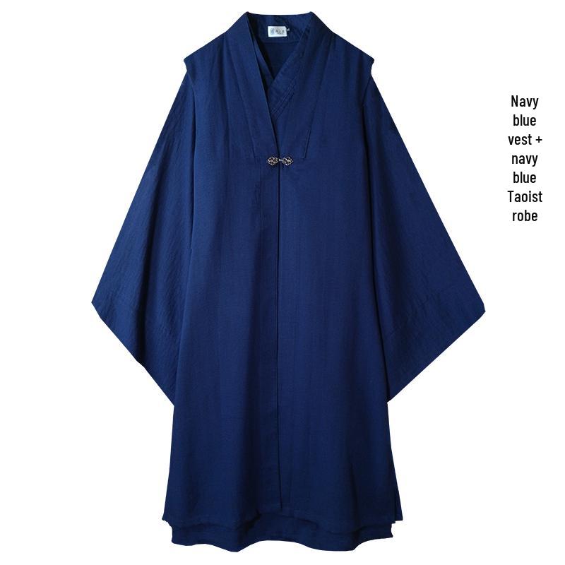 Ming-Style Unisex Hanfu: Loose Long Taoist Robe & Vest Cloak